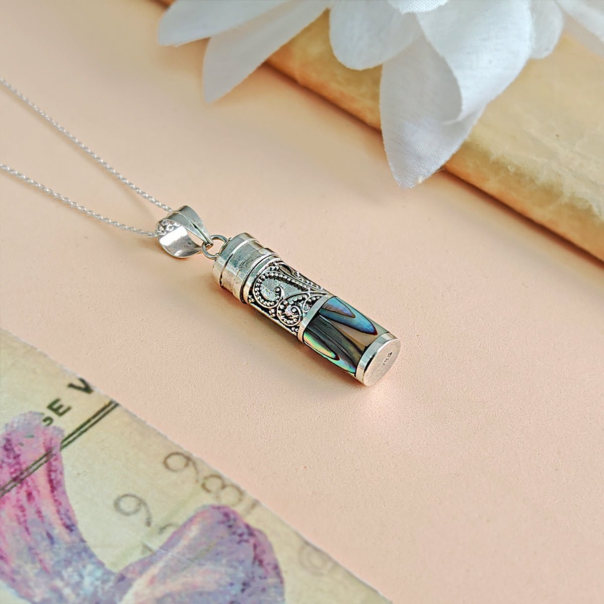 Colgante Cofre de los Deseos y Abulón en Plata de Ley 925