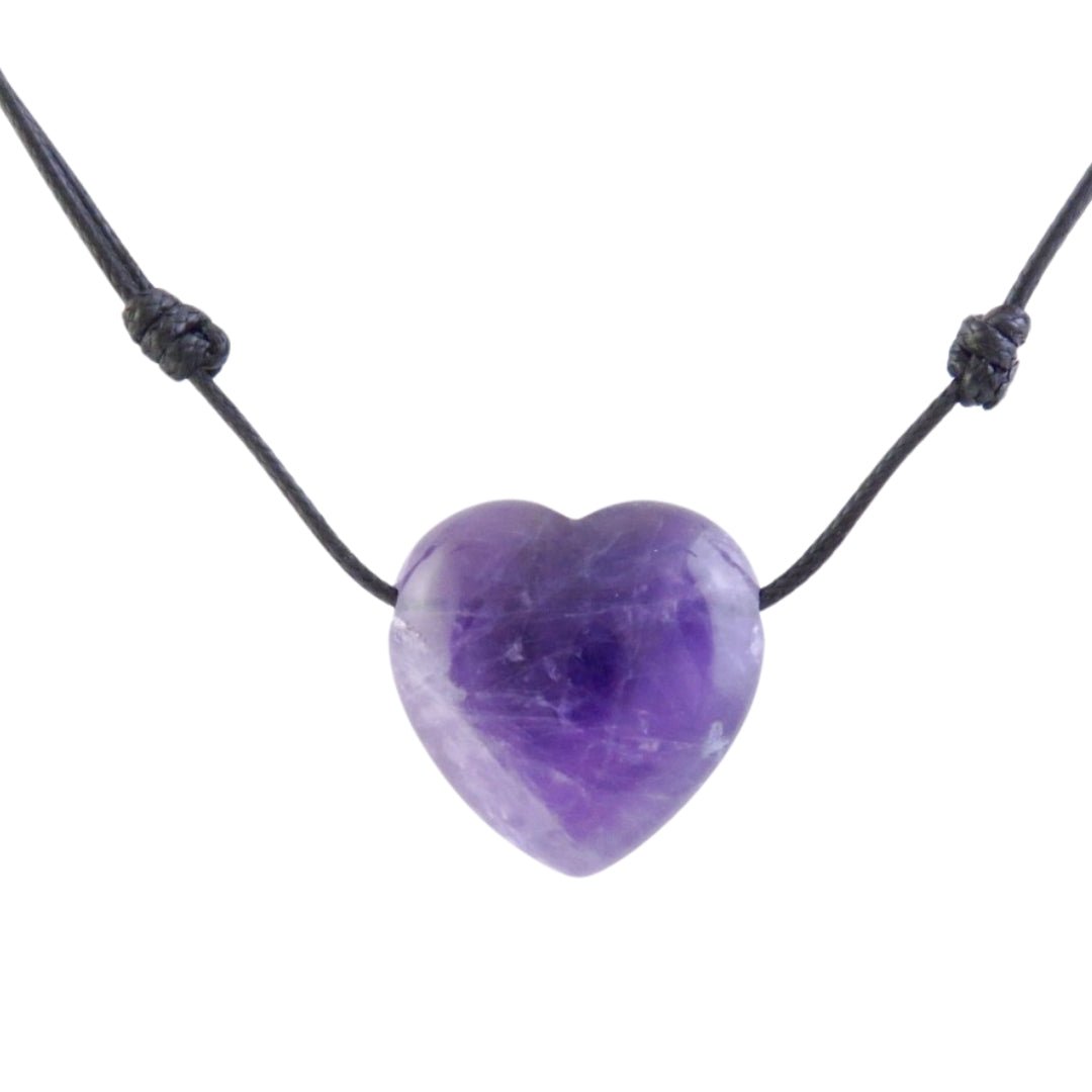 Colgante Corazón de Amatista con cordón