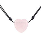 Colgante Corazón de Cuarzo Rosa con cordón