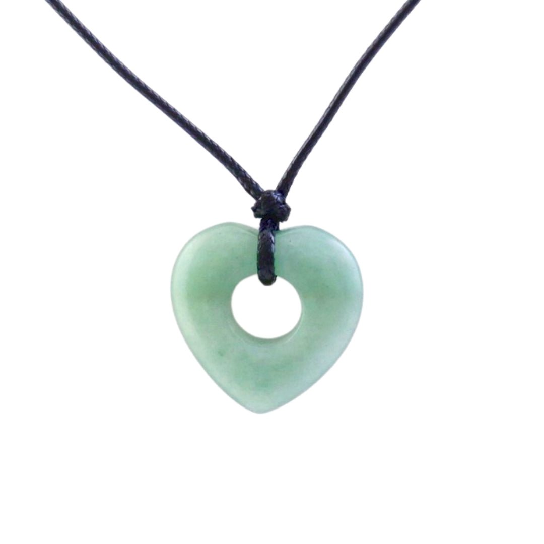 Colgante Corazón de Cuarzo Verde Agujereado