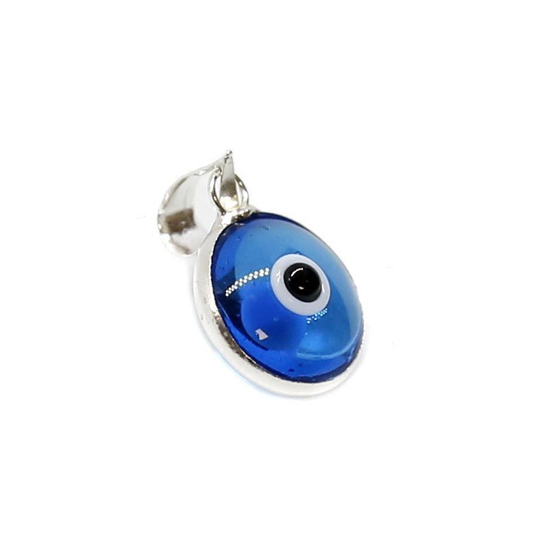 Colgante del Ojo Turco Azul Celeste en Plata de Ley 925