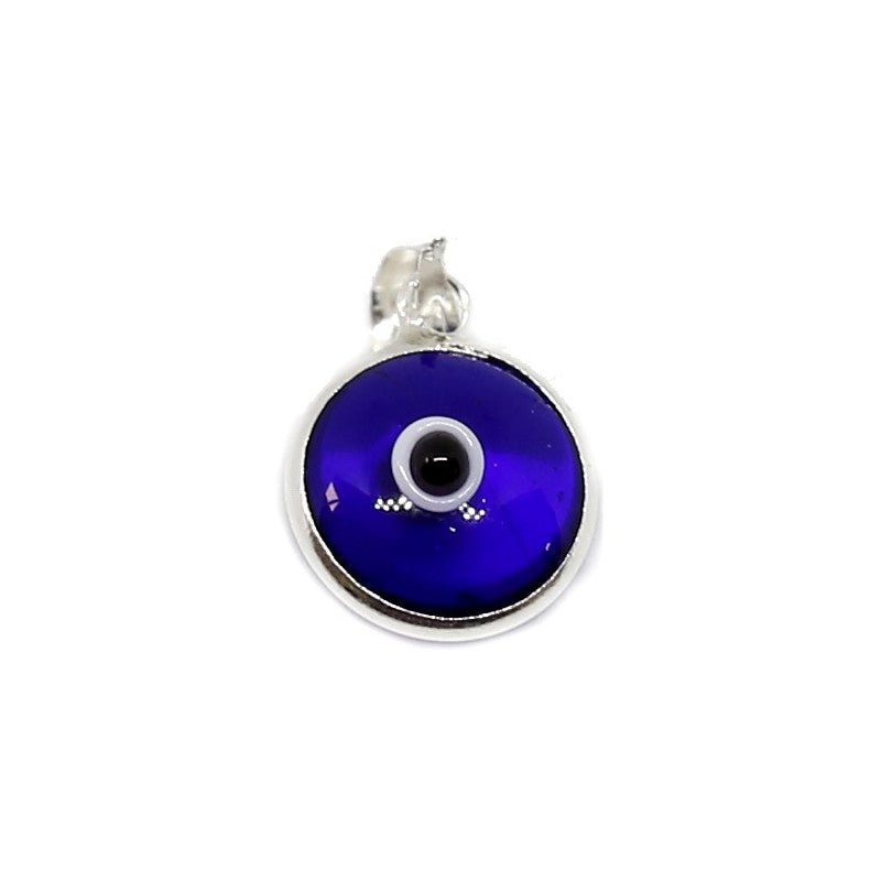 Colgante del Ojo Turco Azul Oscuro en Plata de Ley 925