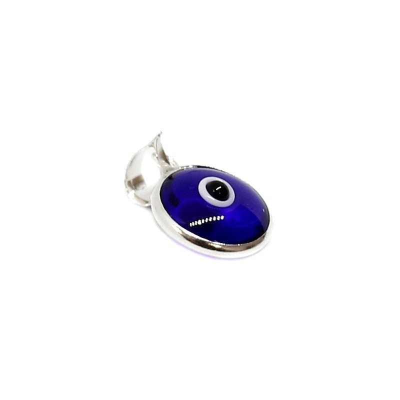 Colgante del Ojo Turco Azul Oscuro en Plata de Ley 925