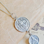 Colgante Doble Protección San Benito & San Judas Tadeo – Plata de Ley 925