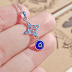 Colgante Doble Protector Nudo de Bruja y Ojo Turco - Plata de Ley 925