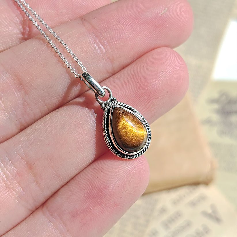 Colgante 'Hina' Ojo de Tigre y Plata de Ley 925