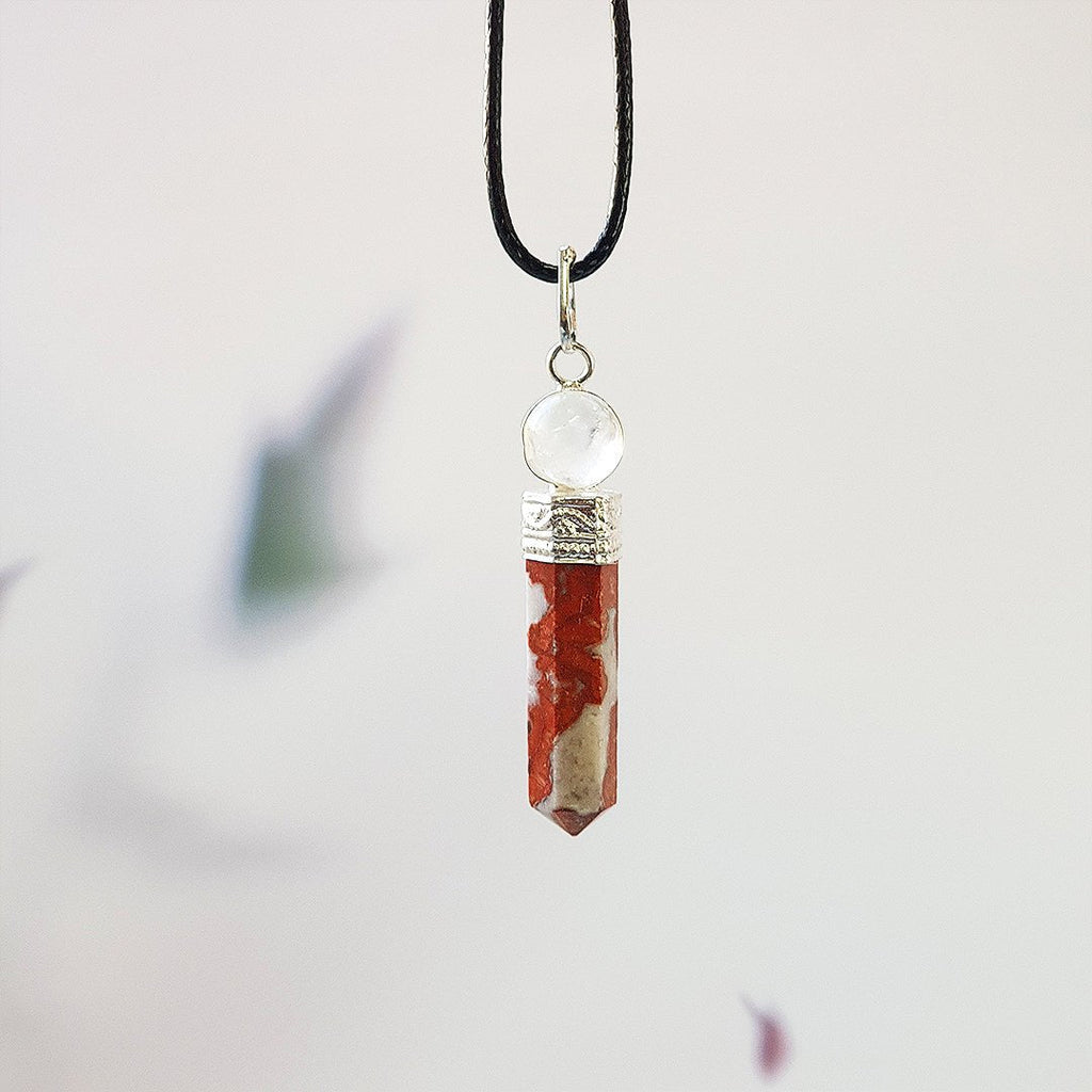 Colgante Jaspe Leopardo y Cuarzo Blanco