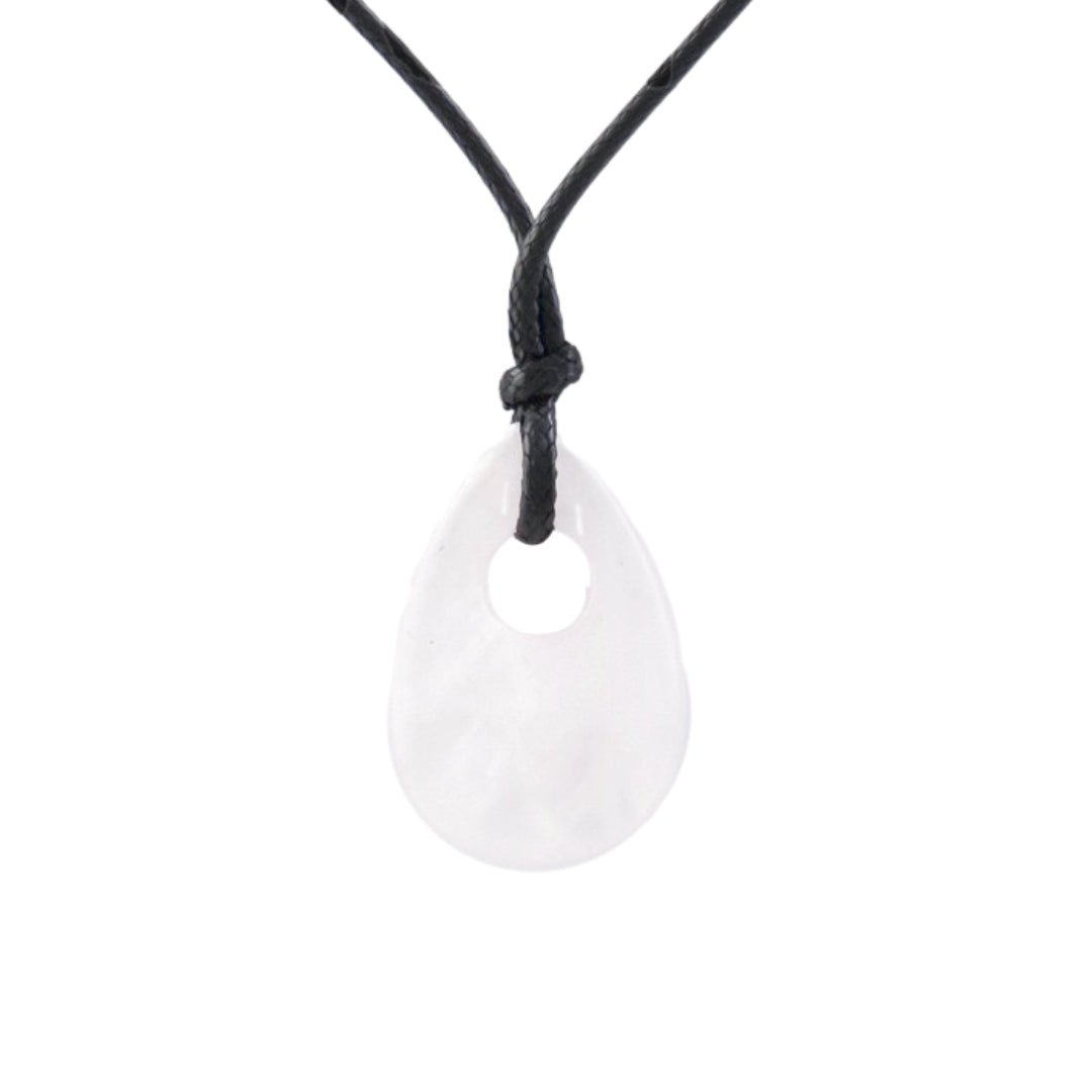 Colgante Lágrima agujereada de Cuarzo Blanco