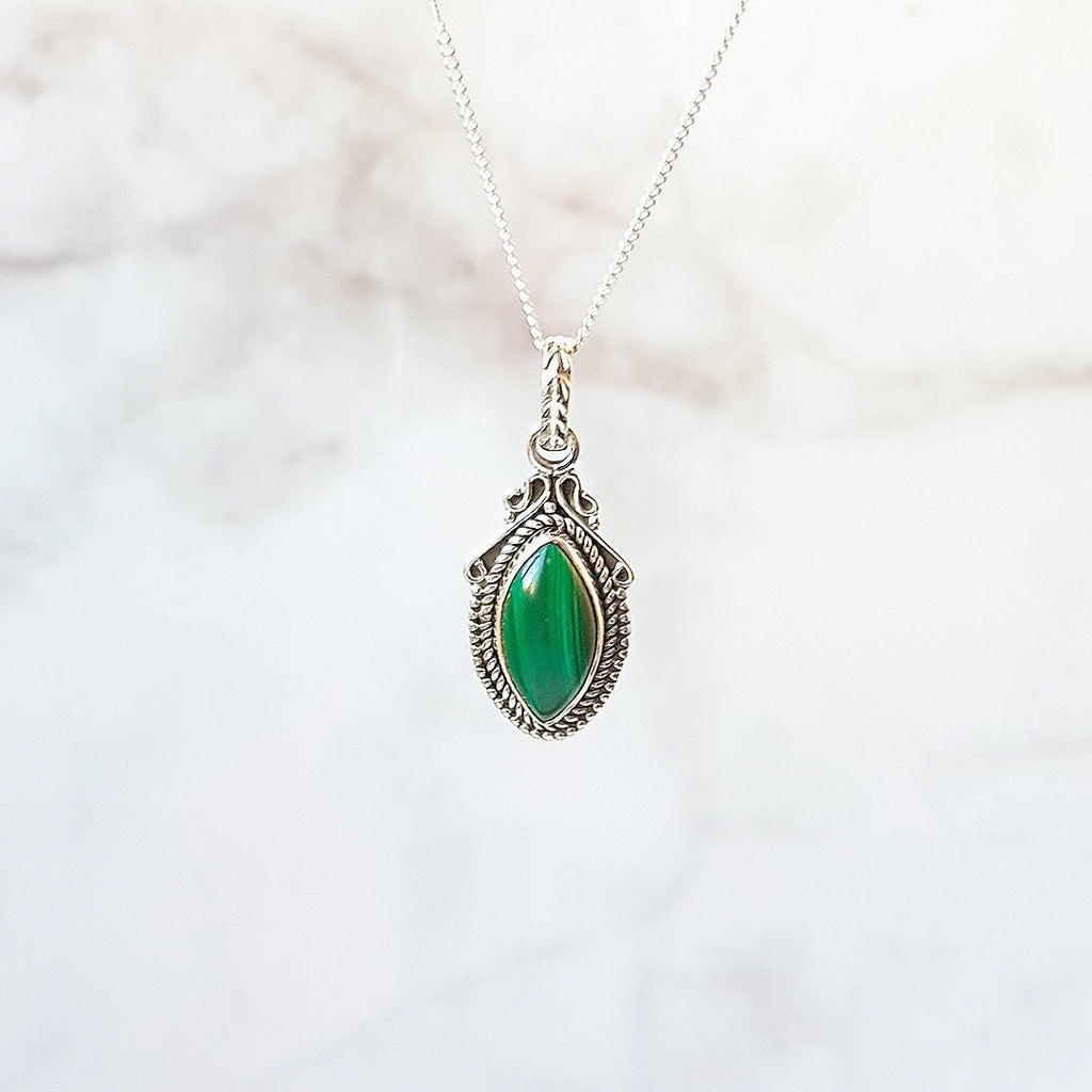 Colgante Lágrima Malaquita y Plata de Ley 925