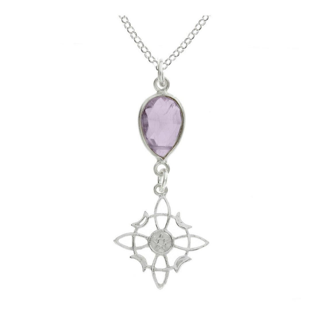 Colgante Nudo de Bruja  & Amatista Facetada - Plata de Ley 925