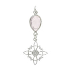Colgante Nudo de Bruja  & Cuarzo Rosa Facetado - Plata de Ley 925