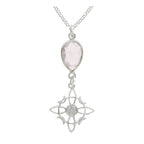 Colgante Nudo de Bruja  & Cuarzo Rosa Facetado - Plata de Ley 925