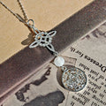 Colgante Nudo de Bruja & Tetragramaton con Bola Cuarzo Blanco - S925