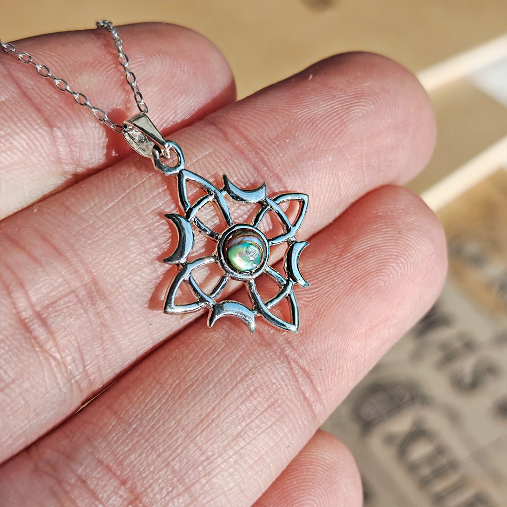 Colgante Nudo de Bruja Wicca con Abulón - Plata de Ley 925