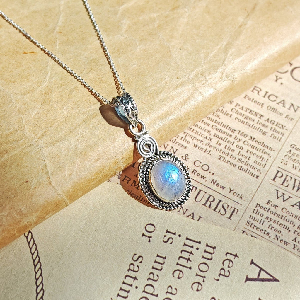 Colgante Espiral Piedra de Luna y Plata de Ley 925