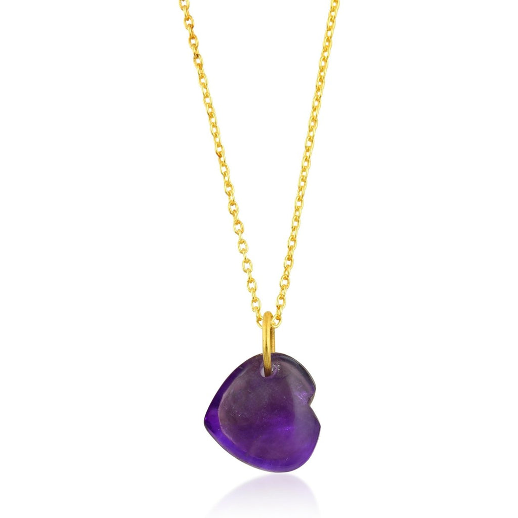 Collar Corazón de Amatista - Plata S925 & Baño de oro 18K