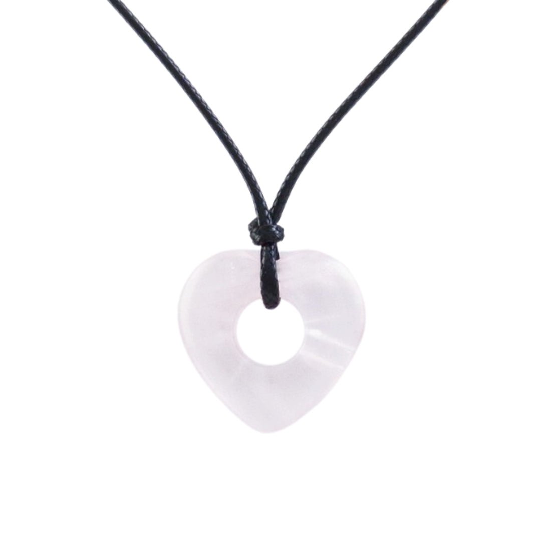 Colgante Corazón de Cuarzo Blanco Agujereado