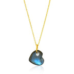 Collar Corazón de Labradorita - Plata S925 & Baño de oro 18K