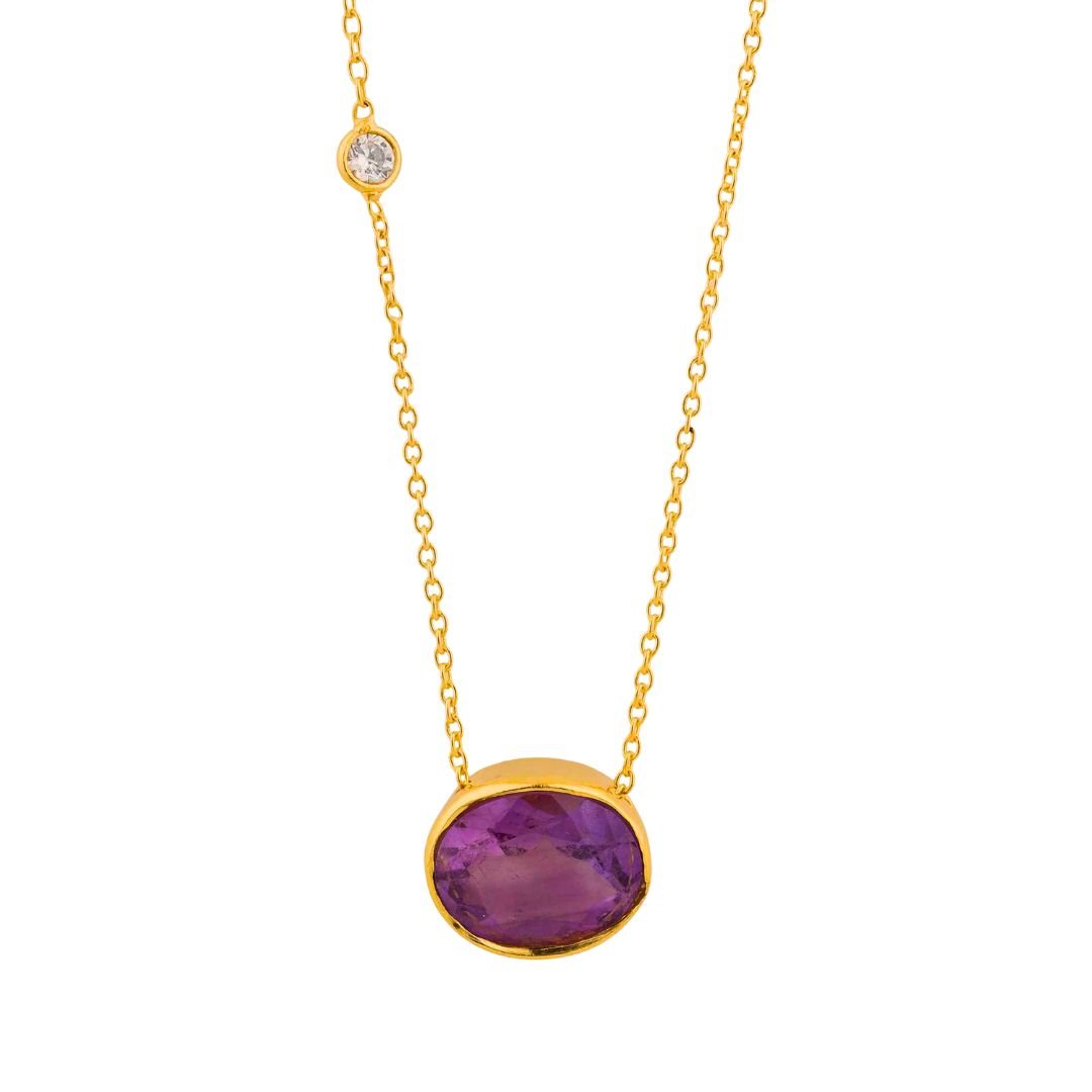 Collar Essentia Amatista - Baño de Oro 18K
