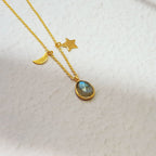 Collar Somnia Labradorita - Baño de Oro 18K