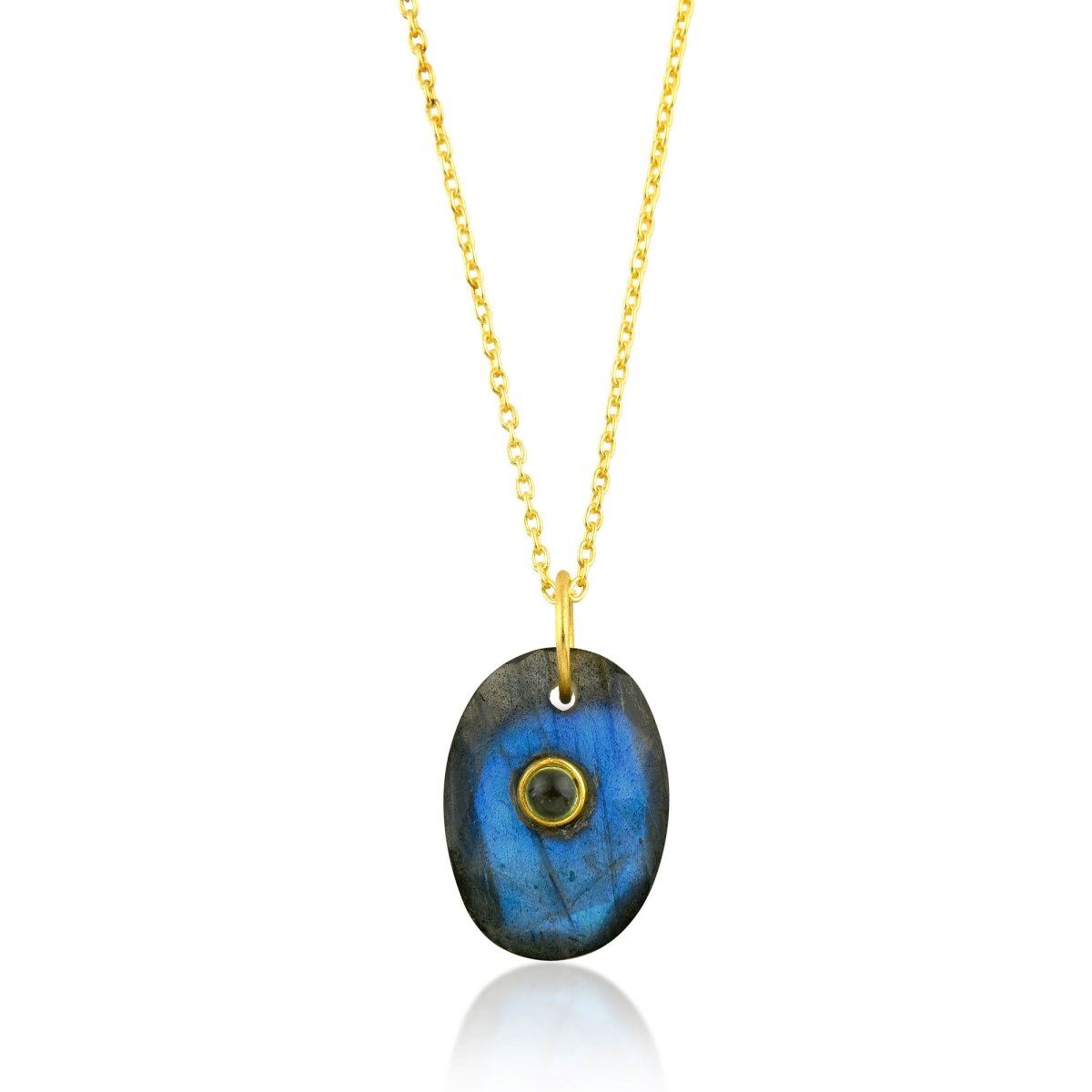 Collar 'Tanith' Labradorita - Plata S925 & Baño de oro 18K