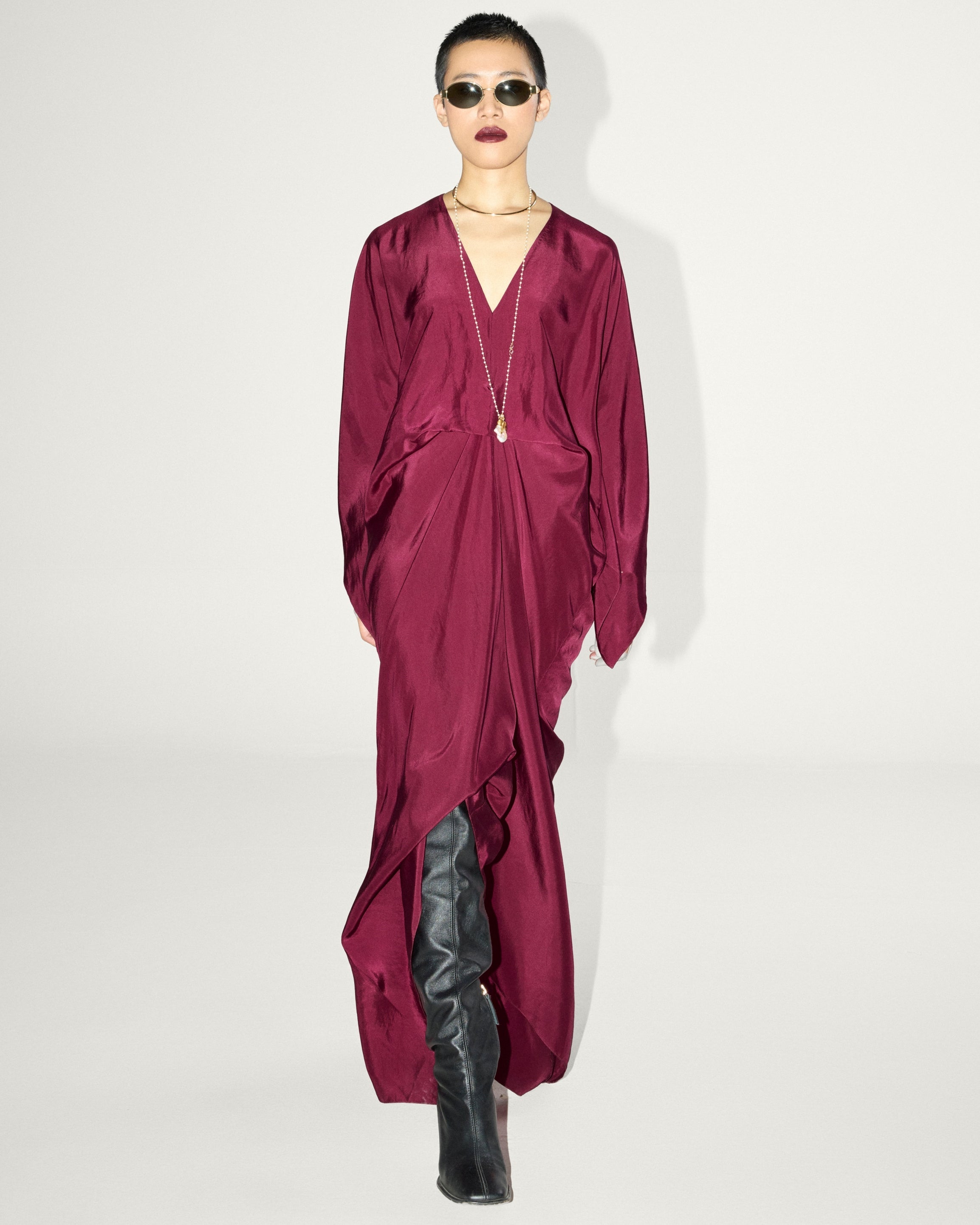 Wine Levy Dress By KYNAH, Luxury Indian Fashion & Bridal Wear