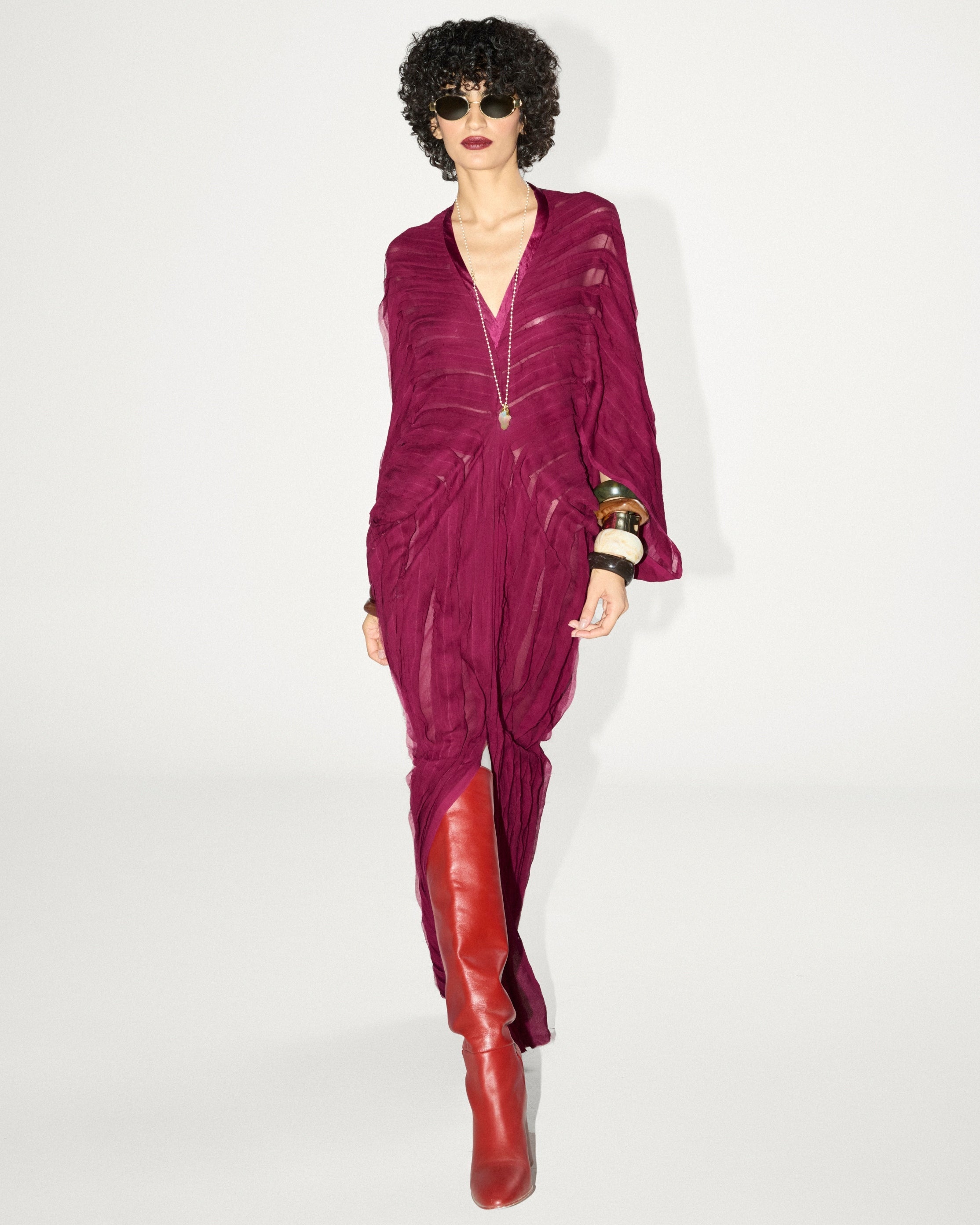 Wine Isa Dress By KYNAH, Luxury Indian Fashion & Bridal Wear