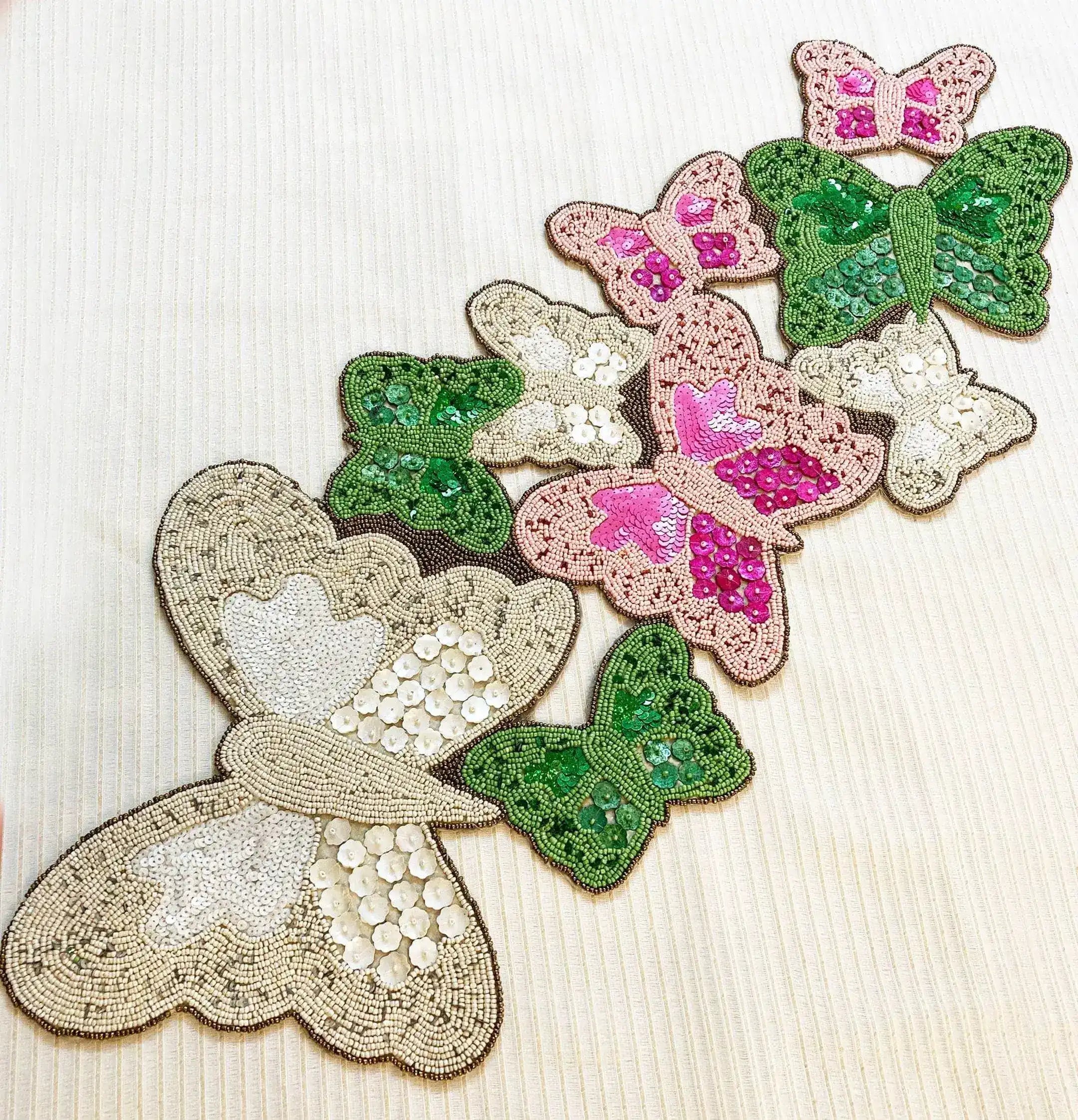 Colorful Butterflies Beaded Table Runner