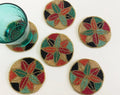 Colorful Floral Round Beaded Coaster Set of 6