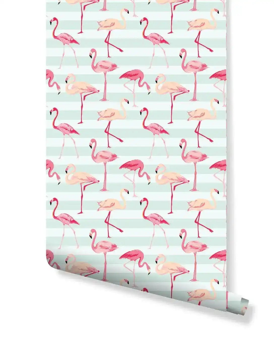 Colorful Tropical Pink Flamingos Removable Wallpaper