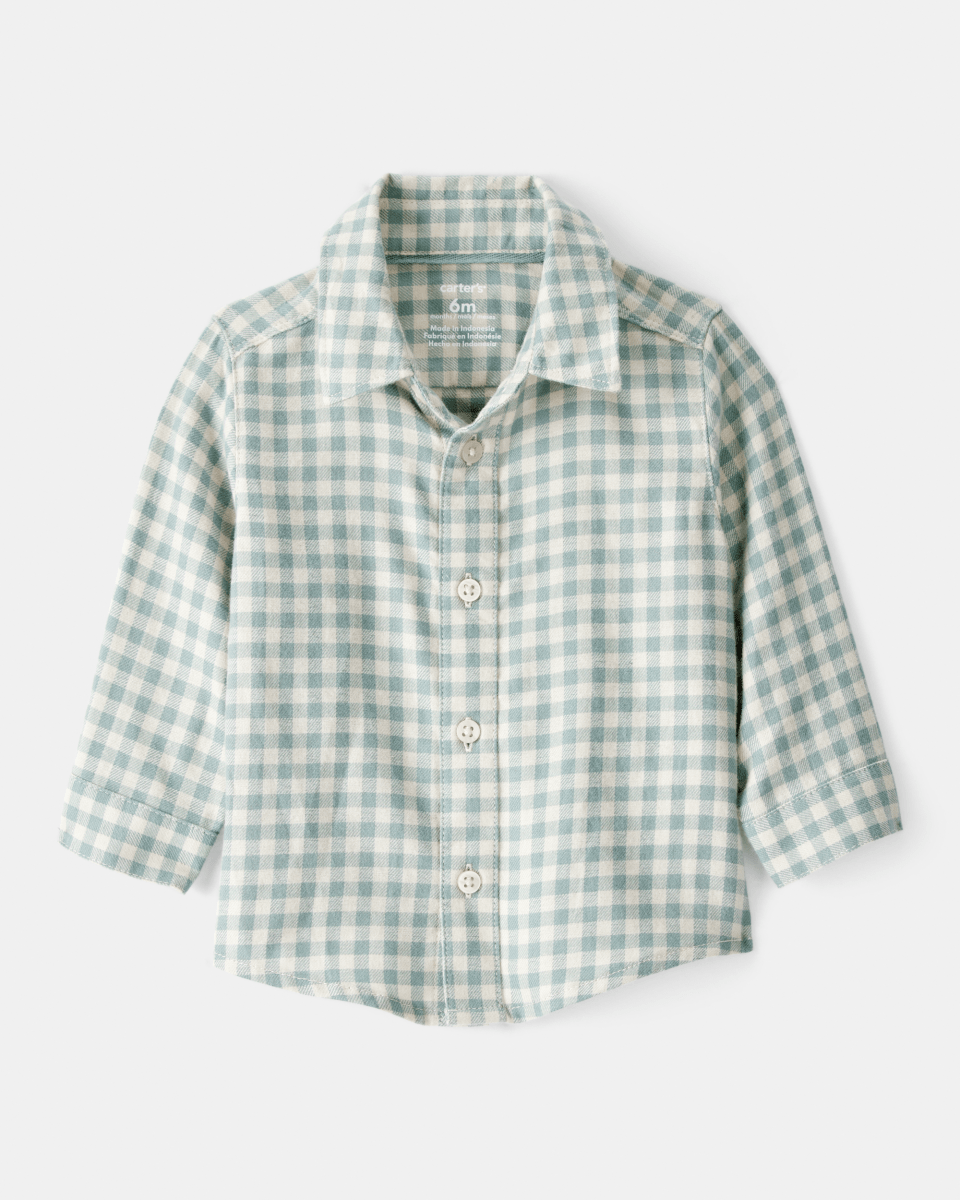Conjunto 2 piezas camisa de cuadros y peto denim