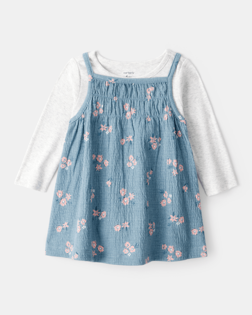 Conjunto 2 piezas con vestido azul floral y body