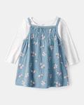 Conjunto 2 piezas con vestido azul floral y body
