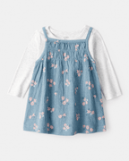 Conjunto 2 piezas con vestido azul floral y body