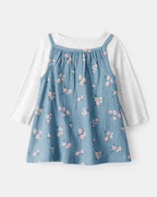 Conjunto 2 piezas con vestido azul floral y body