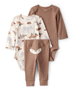 Conjunto dos piezas marrón con dos bodys y pantalón