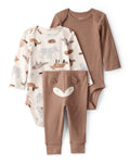 Conjunto dos piezas marrón con dos bodys y pantalón