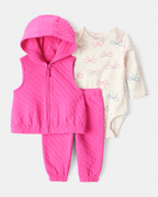 Conjunto 3 piezas con chaleco acolchado y lazos