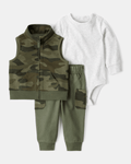 Conjunto 3 piezas con chaleco camuflado y jogger
