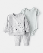 Conjunto 3 piezas con sudadera de león y rayas