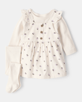 Conjunto 3 piezas con vestido jumper floral de pana