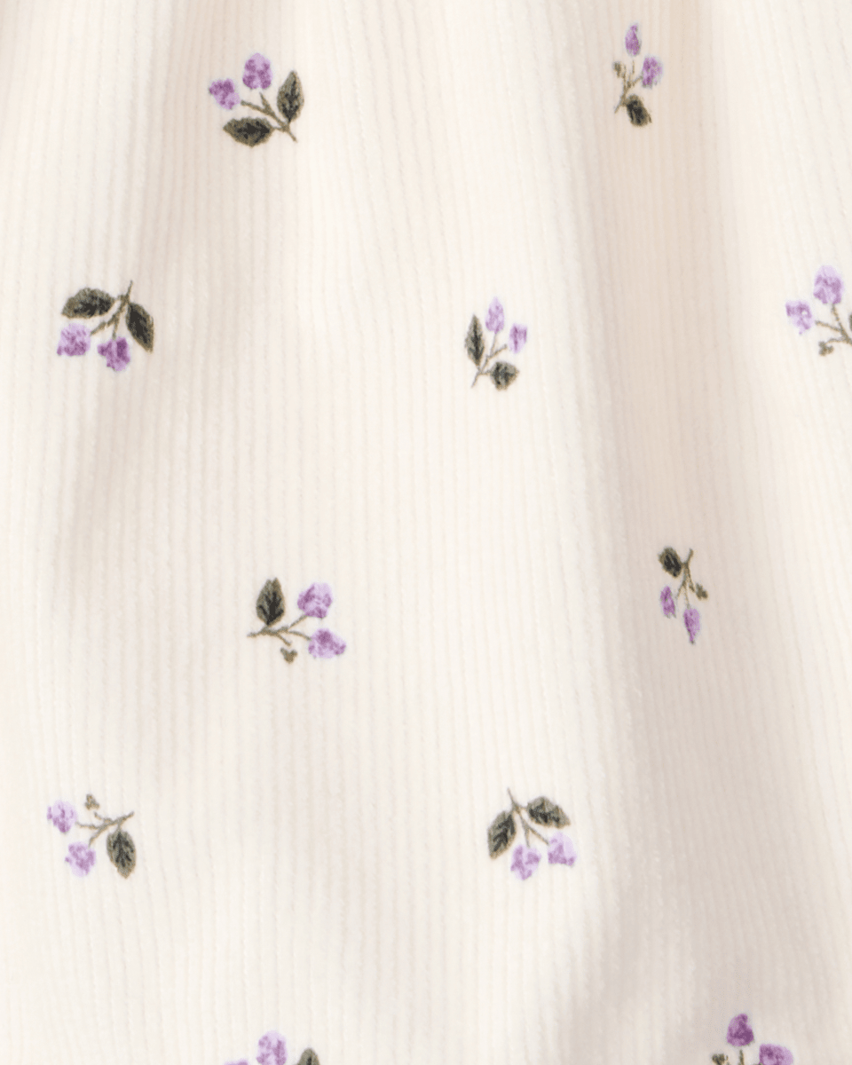 Conjunto 3 piezas con vestido jumper floral de pana