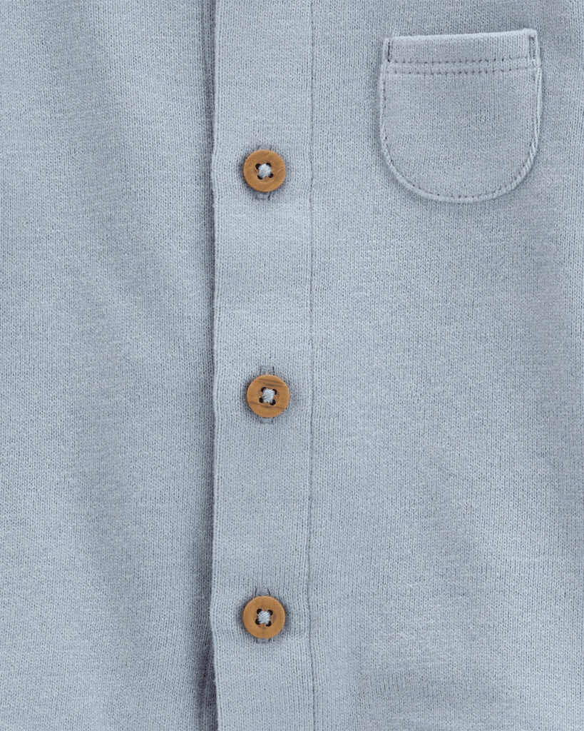 Conjunto 3 piezas de algodón, pantalón, cárdigan y body, azules