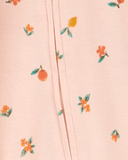 Conjunto 3 piezas de algodón, pijama con pie, pantalón y body, diseño naranjas
