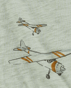 Conjunto 3 piezas de chaqueta, pantalón y body corto, diseño aviones