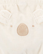 Conjunto tres piezas de chaqueta, pantalón y body corto, diseño koala