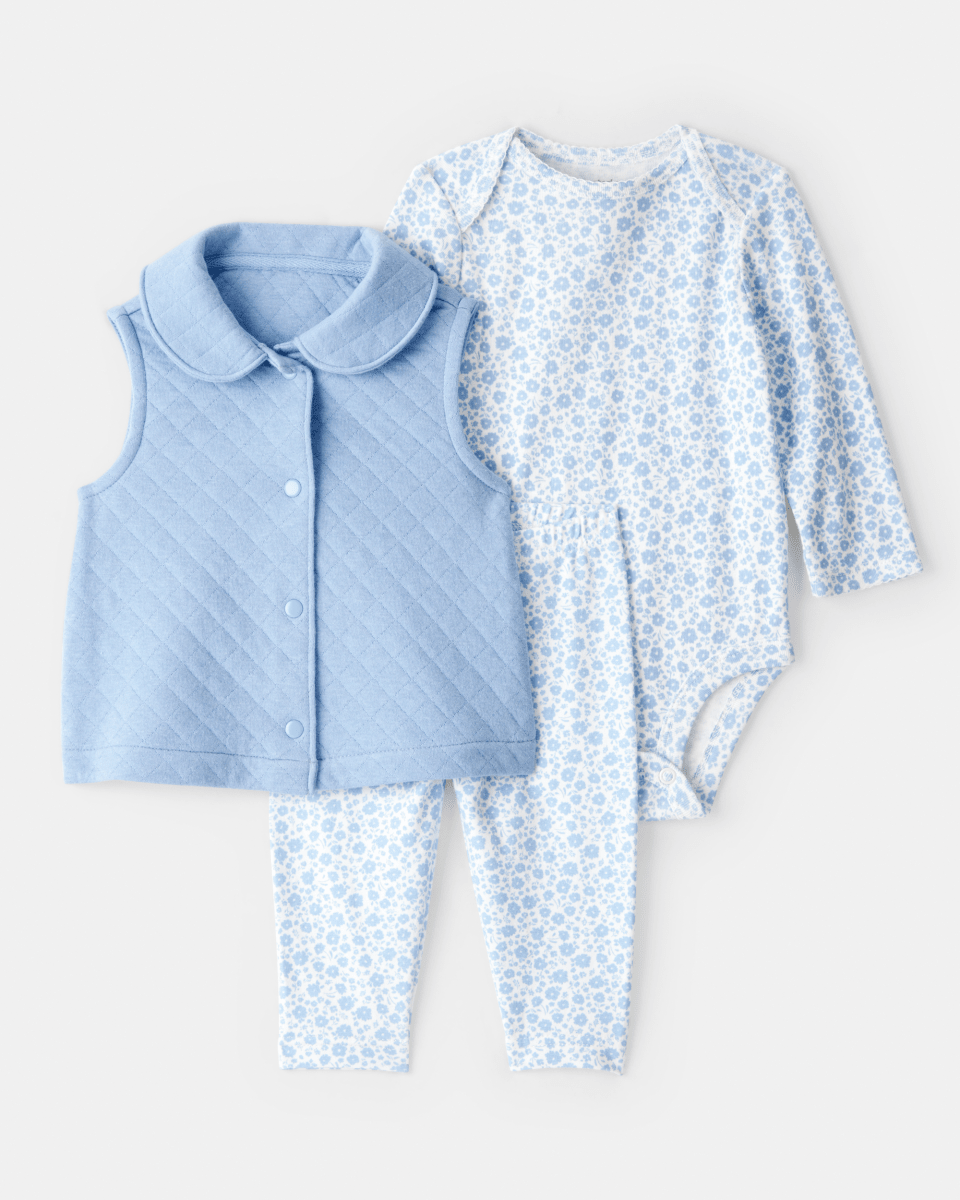 Conjunto 3 piezas para bebé con diseño azul
