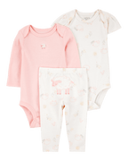 Conjunto tres piezas dos bodies y pantalón con diseño oveja