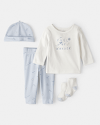Conjunto 4 piezas de algodón, pantalón, camiseta, gorro y medias
