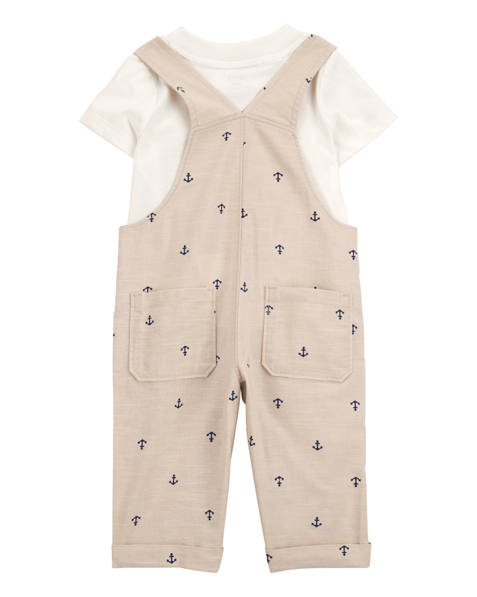 Conjunto de dos piezas con camiseta con ancla y peto
